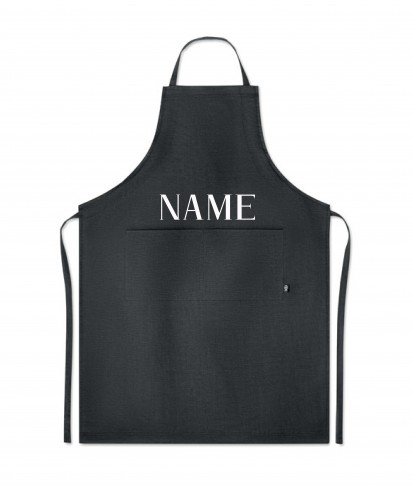 Personalised Black Hemp Kitchen Apron